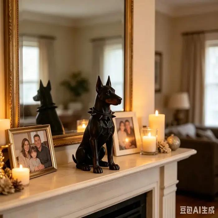 Figurine Doberman Pinscher en plastique pour décoration intérieure et cadeau animalier stylé occasions spéciales