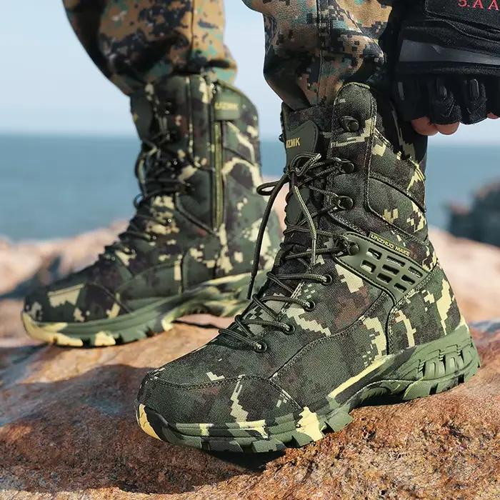 Bottes de randonnée hommes camouflage haute qualité pour chasse et randonnée trekking imperméables et antidérapantes