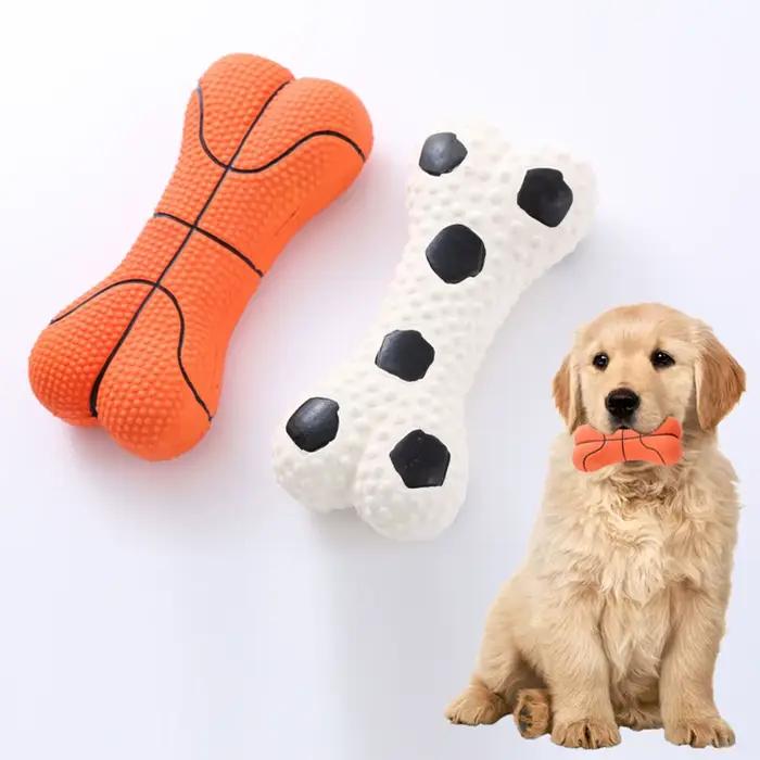 Ensemble de jouets pour chiens : os grinçant et basket-ball