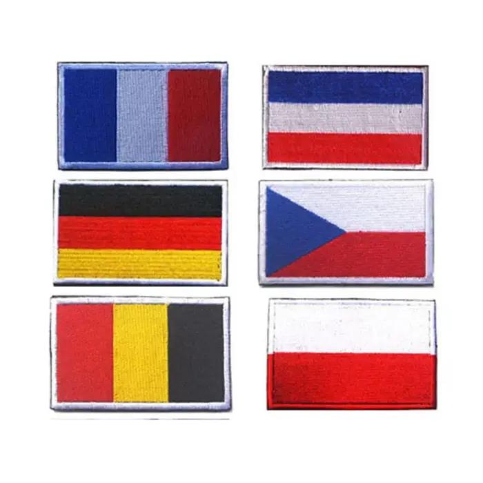 Drapeaux européens Allemagne Slovaquie Lituanie tchèque Finlande Lettonie Macédoine Slovaïse Monténégro Espagne France Patchs brodés