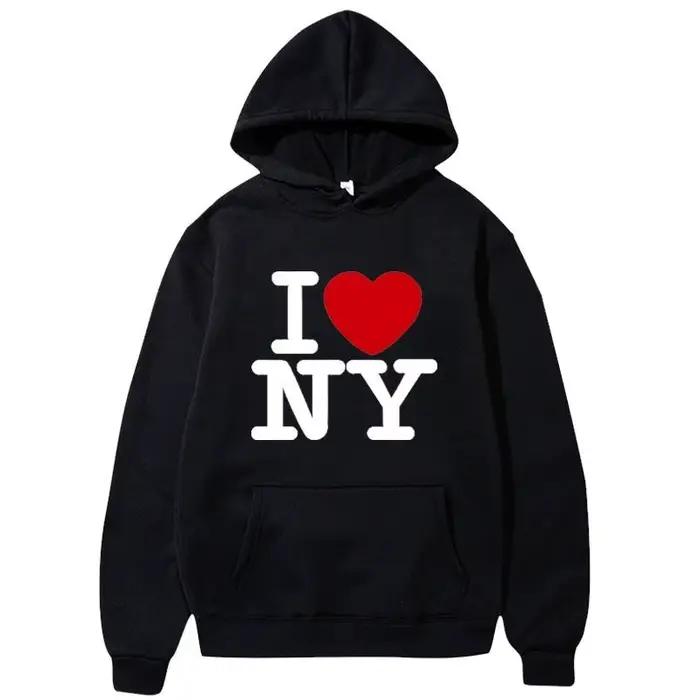 Pull à capuche imprimé I Love New York pour hommes et femmes