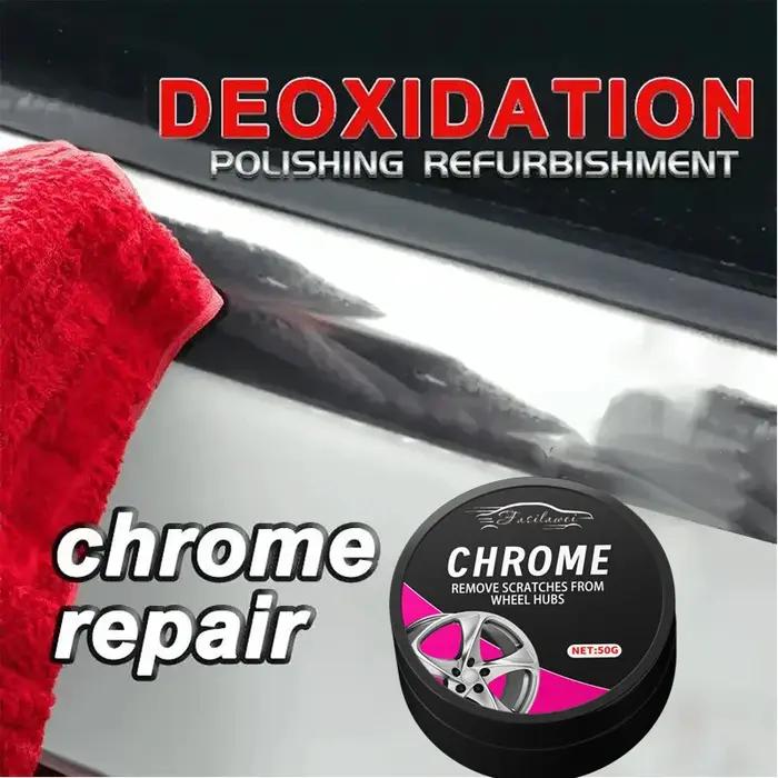 Pâte de restauration pour pièces chromées de véhicules livrée avec éponge pour emblèmes et garnitures chromées oxydés pour maintenir l'éclat et la brillance de votre automobile