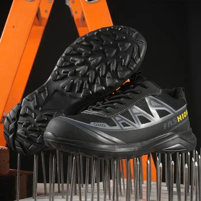 Chaussures de sécurité pour homme anti-écrasement anti-perforation bout en acier résistantes à lusure baskets indestructibles pour travailleurs constructions ateliers usines