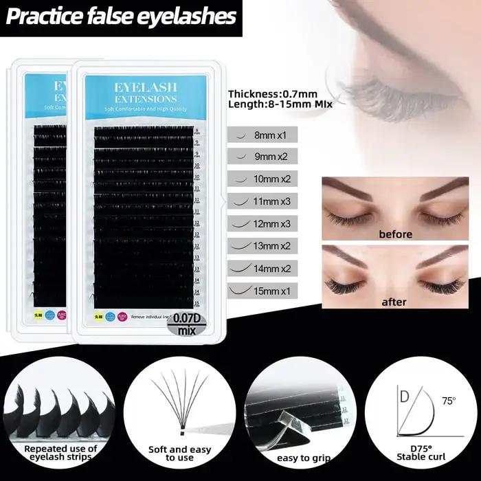 Kit d'extension de cils professionnel avec tête de mannequin, ventilateur USB, shampoing, colle et b