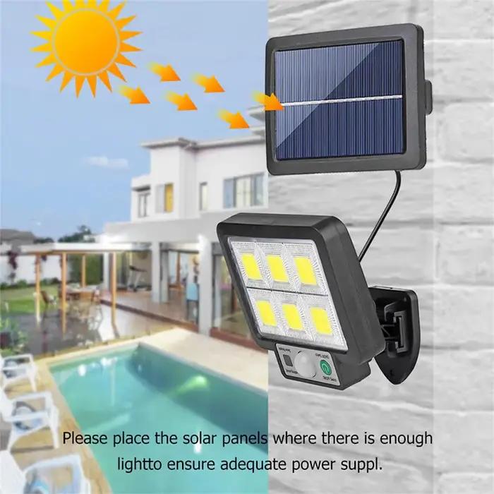 Applique murale solaire LED avec détecteur de mouvement, lumière du soleil, 3 modes, extérieur, étan