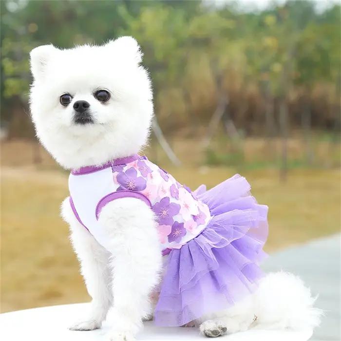 Robe florale pour chien pour petites races – Polyester tissé
