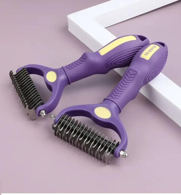 Brosse de toilettage double face pour chiens et chats peigne anti-poils démêlage toilettage animaux de compagnie usage quotidien déplacements compétitions dressage