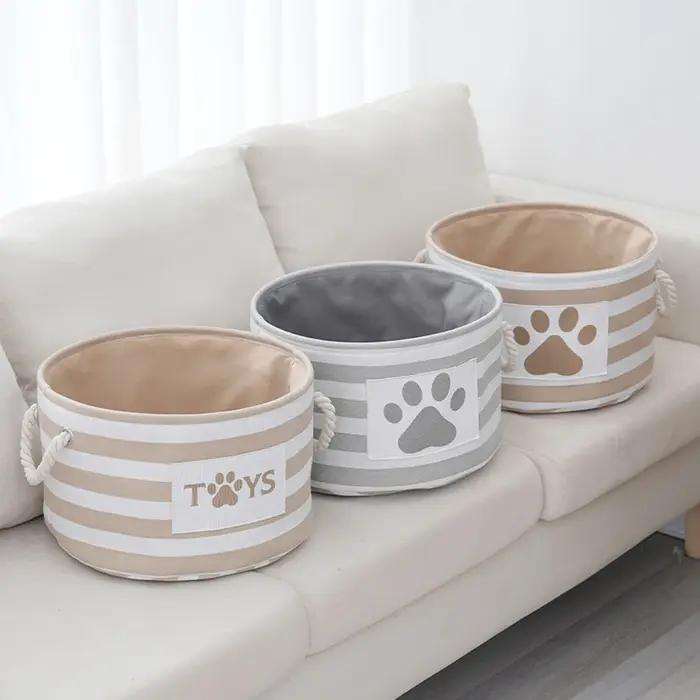Panier rond à griffes rayées pour jouets pour animaux de compagnie