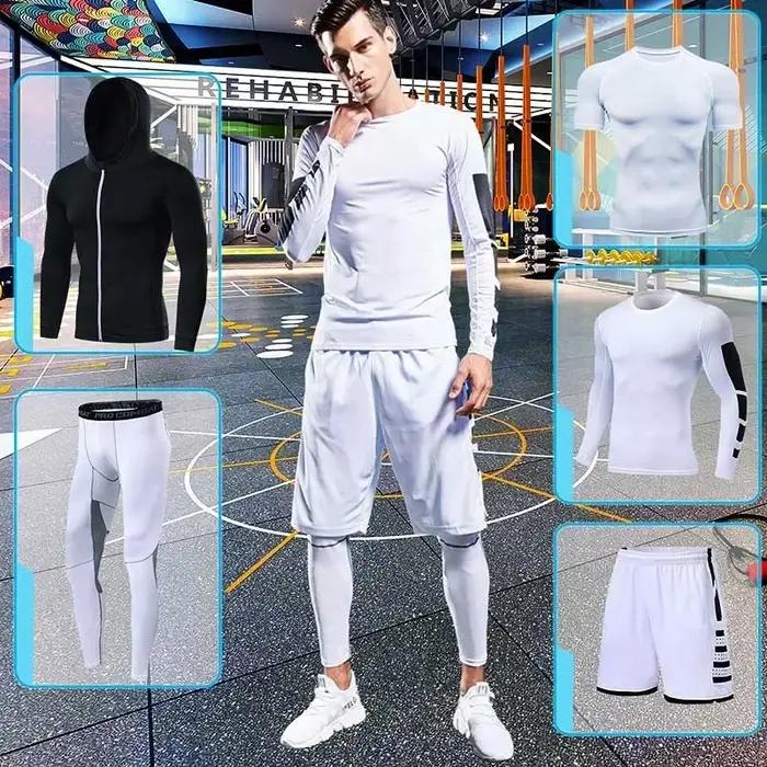 Survêtement de course pour hommes, ensemble de vêtements de Sport d'entraînement, de Fitness, Leggin