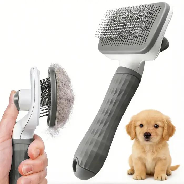 Brosse de toilettage pour animaux de compagnie avec système d'élimination des poils en un clic, peig