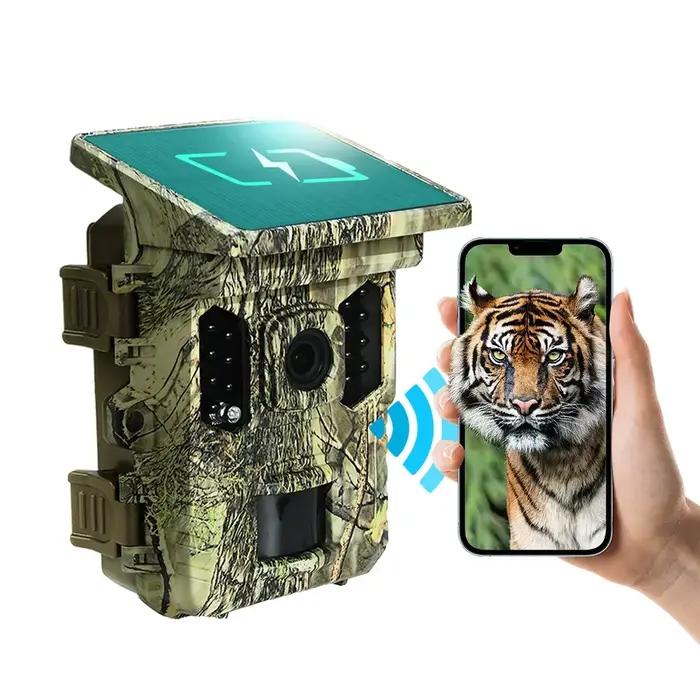 Caméra de chasse solaire SNGUSCAM 32MP avec détection de mouvement PIR pour surveillance de la faune et suivi en extérieur