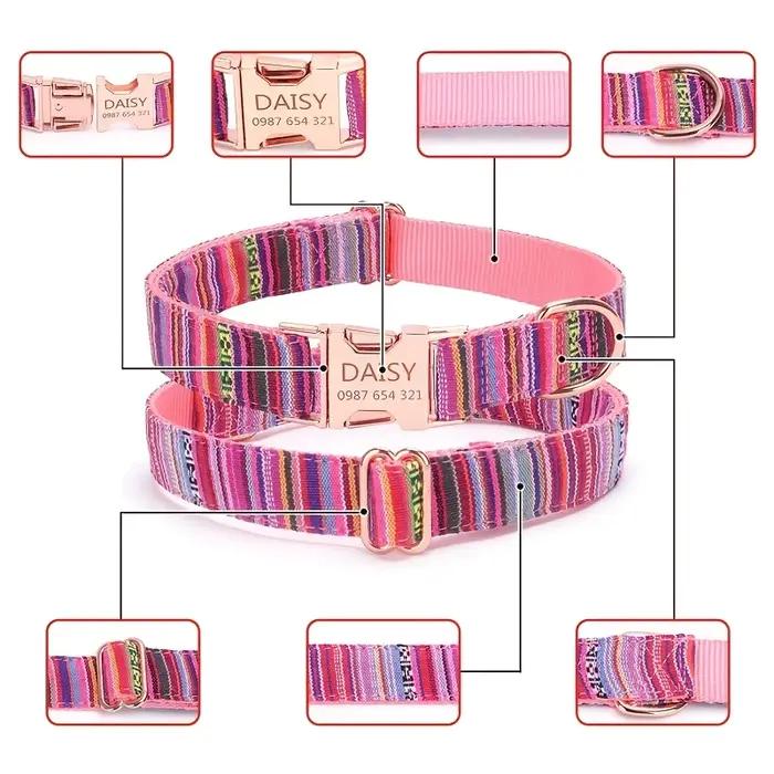 Collier personnalisé pour chien avec gravure nom et numéro de téléphone réglable pour petites et grandes races occassions quotidiennes et spéciales