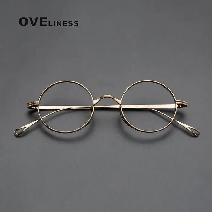 Monture de lunettes en titane pur pour hommes rétro rond montures de lunettes de Prescription femmes