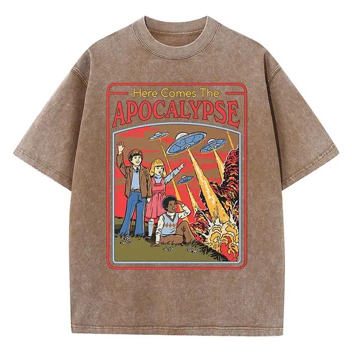 Voici l'Apocalypse Ufo lavé rétro hommes vêtements surdimensionné qualité Streetwear mode couverture en coton décontract