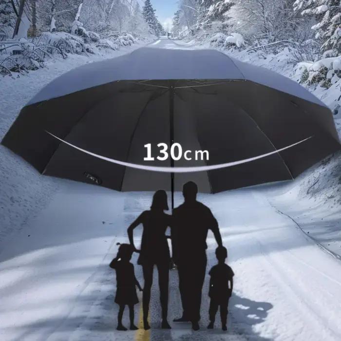 Parapluie pliant surdimensionné de 130cm tissu en nylon 190T résistant pour protection solaire et pluvieuse voyage et usage familial