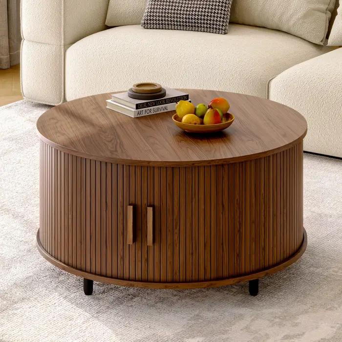 Table basse ronde avec rangement
