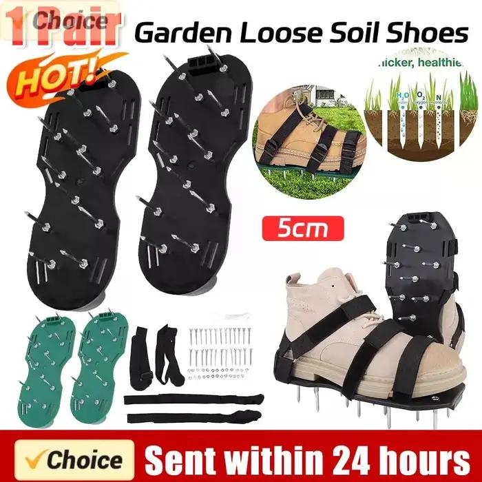 Chaussures à clous de jardin APWIKOGER pour aération du gazon avec sangle réglable antidérapantes pour homme et femme occaions de jardinage