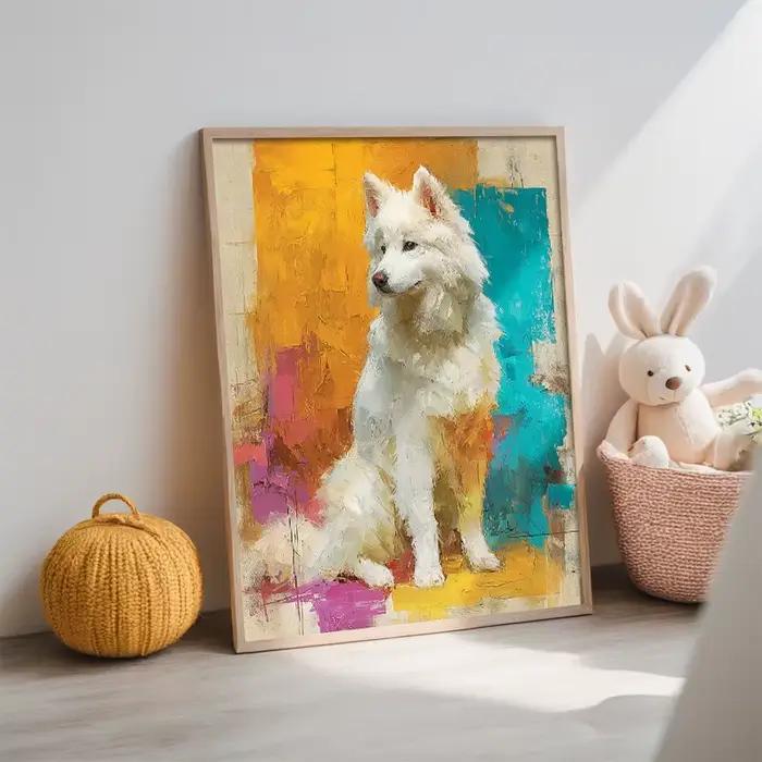Peinture aquarelle et huile sur toile de chien pour décoration intérieure élégante cadeau pour animal de compagnie occasions spéciales