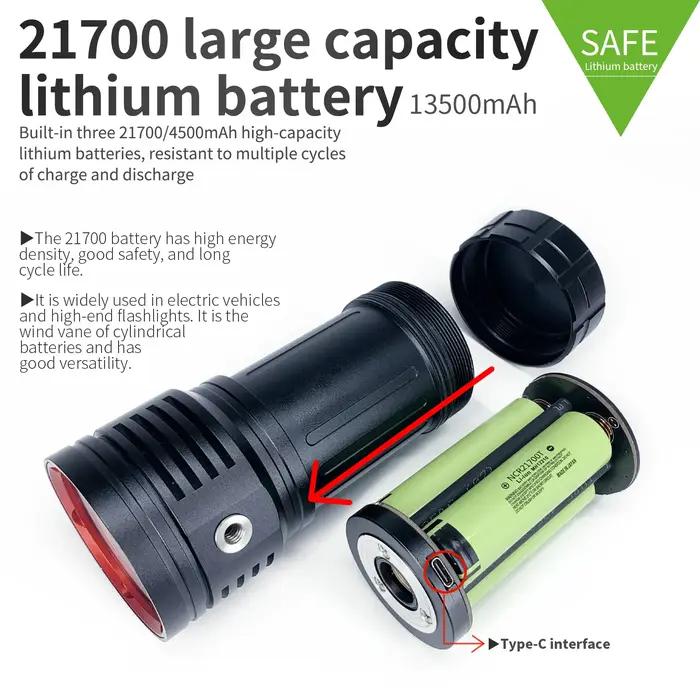 LetonPower lampe de poche de plongée 22800Lumens rechargeable éclairage sous-marin 100m torche étanc