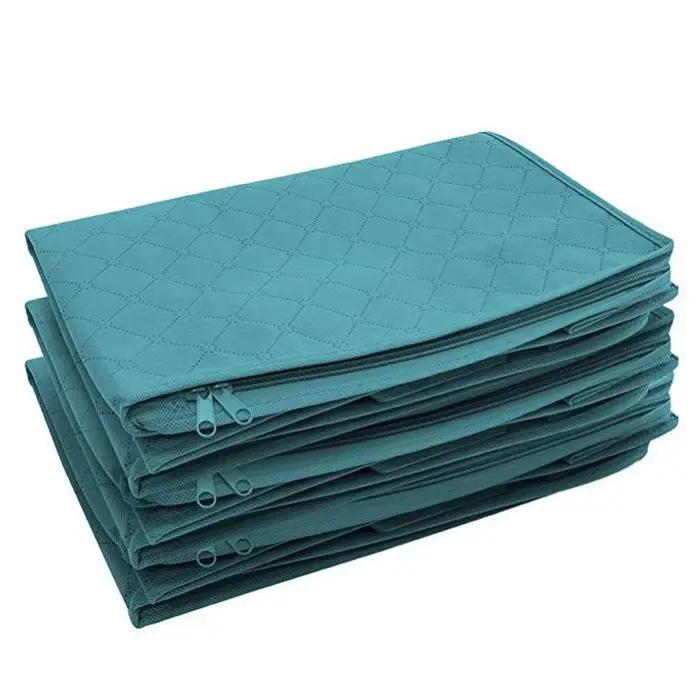 Boîte de rangement pour vêtements, sac de rangement pour vêtements, fenêtre transparente, fermeture éclair, tissu non tissé, panier à vêtements avec Foy