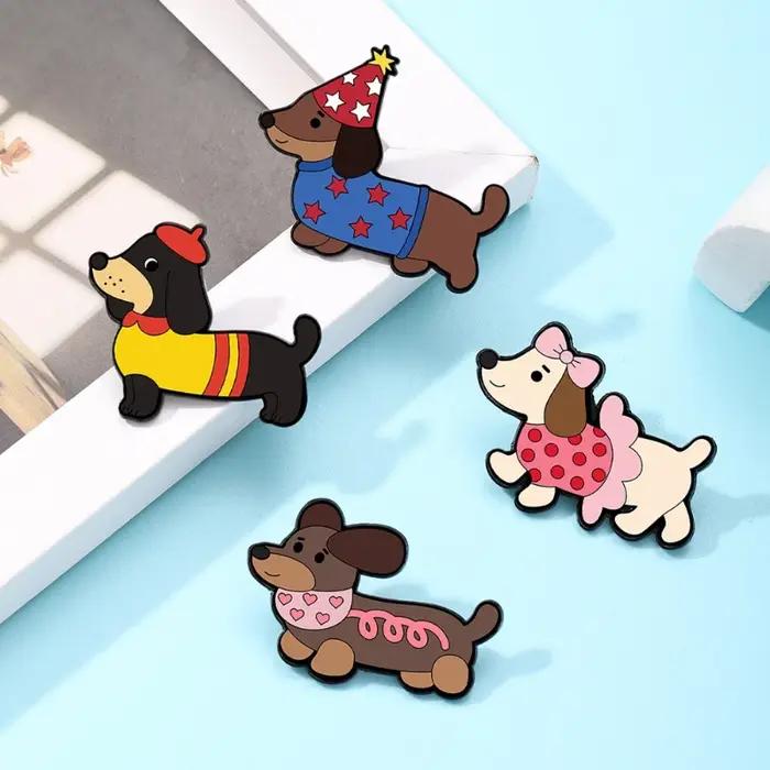 Broche mignonne teckel badge artistique chien saucisson décoration sac à dos broche de taille métal éco-friendly pour femmes occasions spéciales