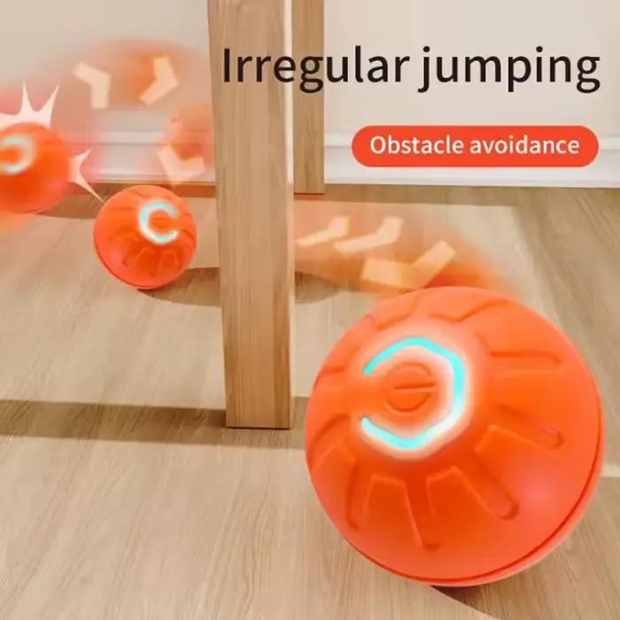Boule de jeu électronique interactive pour chiens et chats avec fonction de rebond mobile USB pour stimuler l'intelligence et la curiosité des animaux de compagnie occasions spéciales cadeau