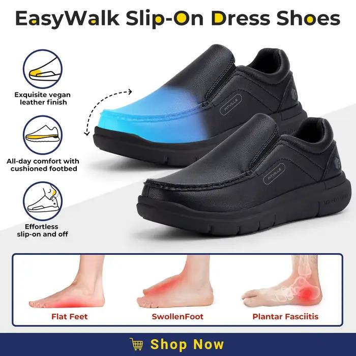 Fitville chaussures décontractées à enfiler pour hommes chaussure en cuir large largeur 2E léger pou