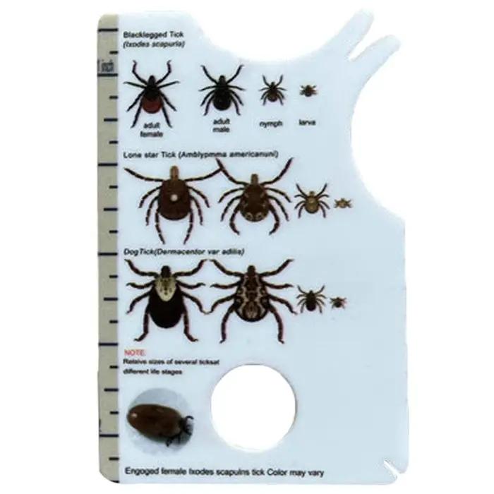 Carte anti-tiques avec loupe pour une extraction facile des tiques