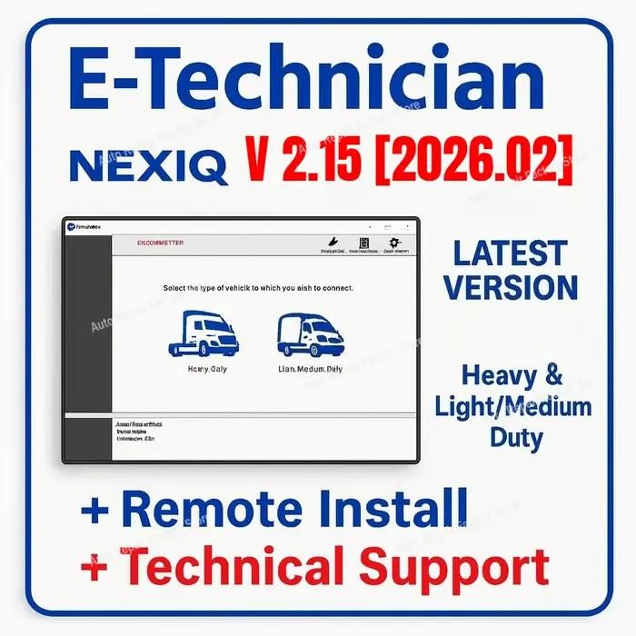 2026.02 NEXIQ eTechnician 2.15 Exploration Support pour les moteurs et modules de camions plus récents, moteurs Detroit Diesel, PACCAR MX, EPA17, EPA21