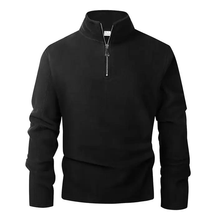 Sweatshirt à col support en polyester épais et chaud pour homme, vêtement d'hiver basique, élégant et confortable pour l'automne et l'hiver