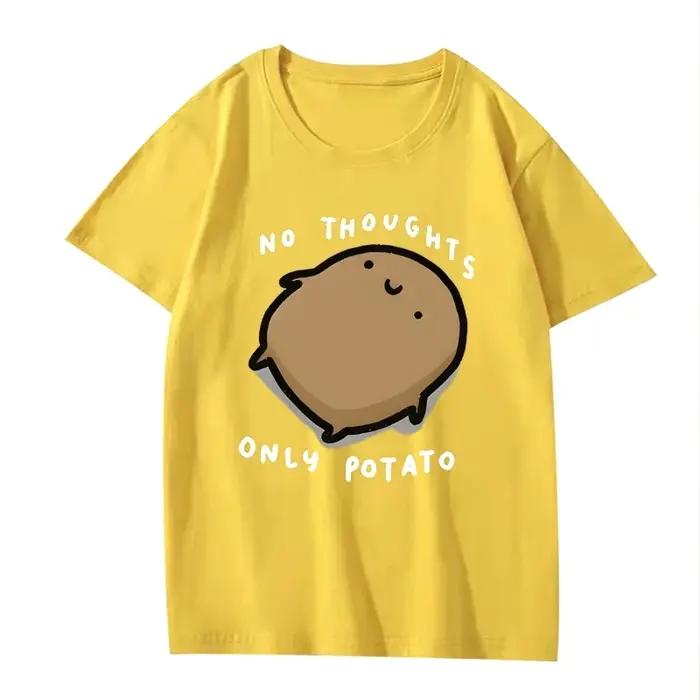 T-shirt ample aux motifs de pommes de terre en coton décontracté pour homme toutes saisons et occasions quotidiennes