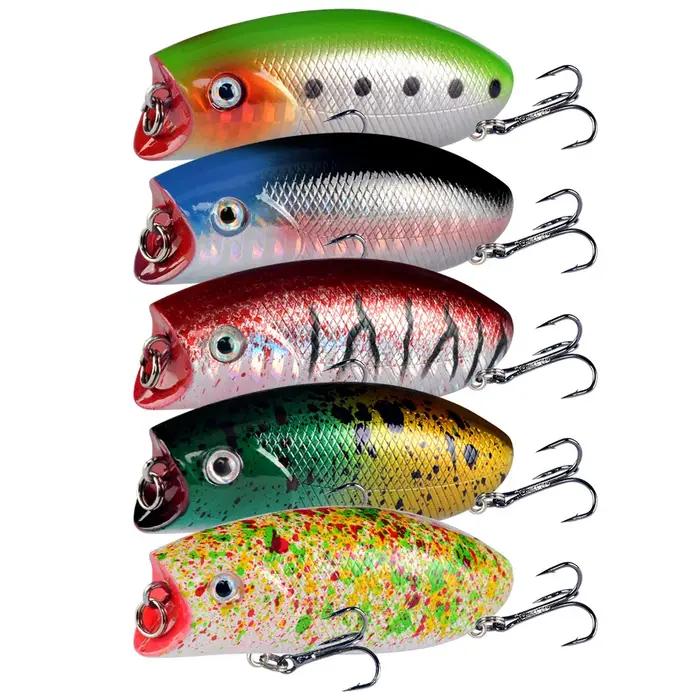 Appât dur flottant en plastique avec 6 hameçons, leurre artificiel wobbler, 5 couleurs, 5.5cm, 10.5g