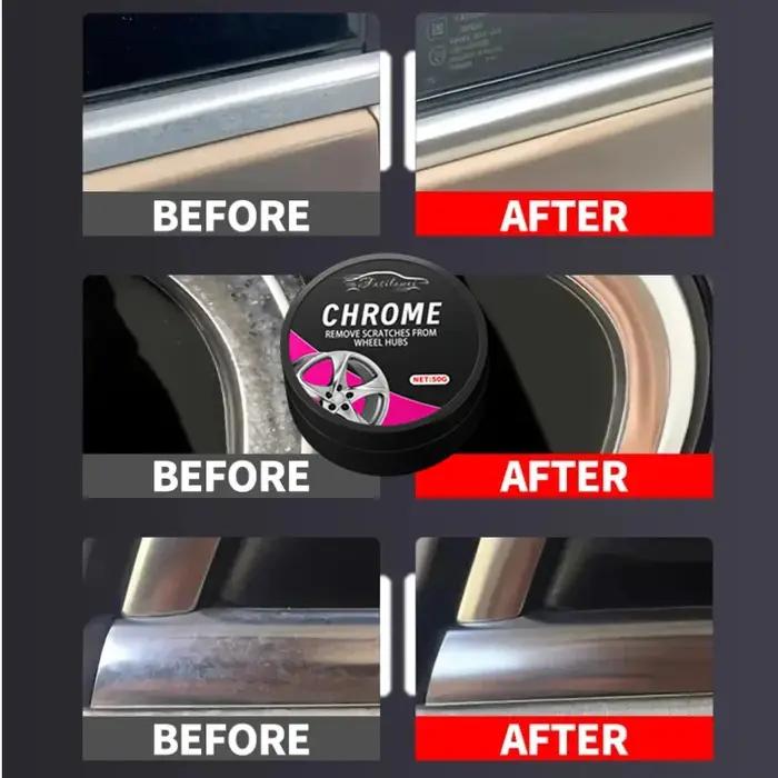 Pâte de restauration pour pièces chromées de véhicules livrée avec éponge pour emblèmes et garnitures chromées oxydés pour maintenir l'éclat et la brillance de votre automobile