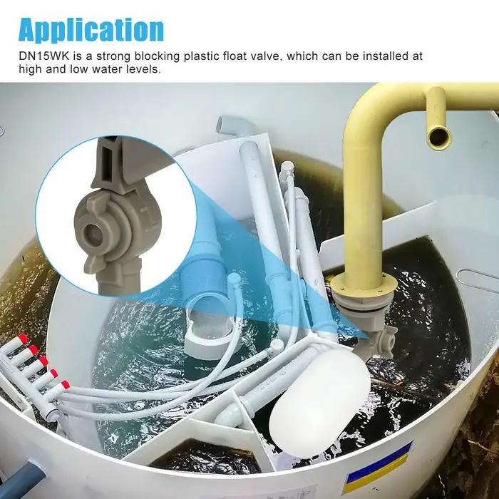 Kit de vanne à flotteur en plastique avec bras réglable pour réservoir d'eau pour bétail autocontrôlé et automatisé