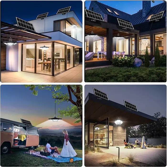 Lampe Solaire Suspendue avec Télécommande, Éclairage d'Intérieur et d'Extérieur à 180LED et 5 Modes
