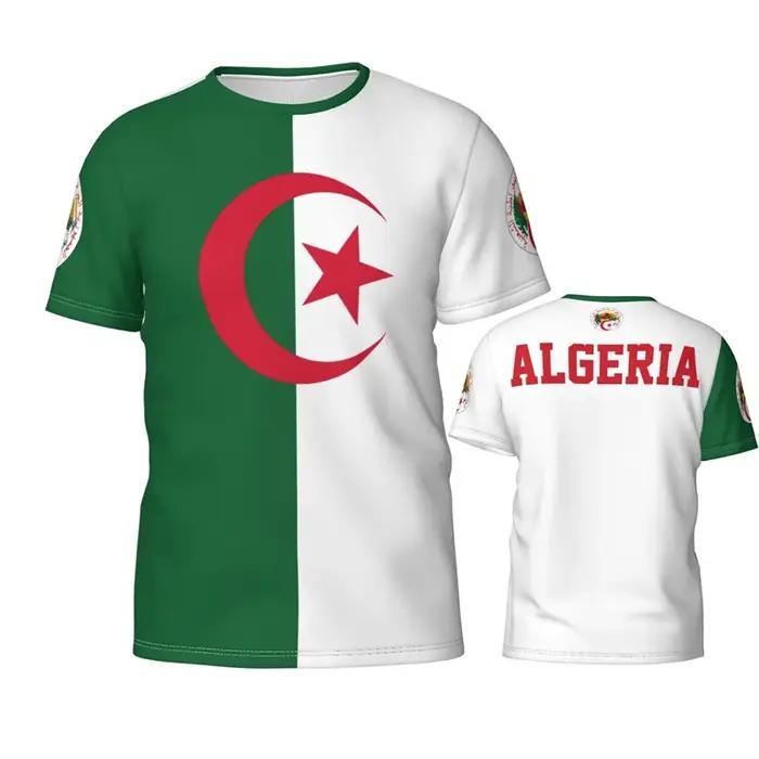 Algérie drapeau T-shirt hommes femmes patriotique Graffiti imprimé à manches courtes vert t-shirts décontracté été rue Football T-shirt haut 2025