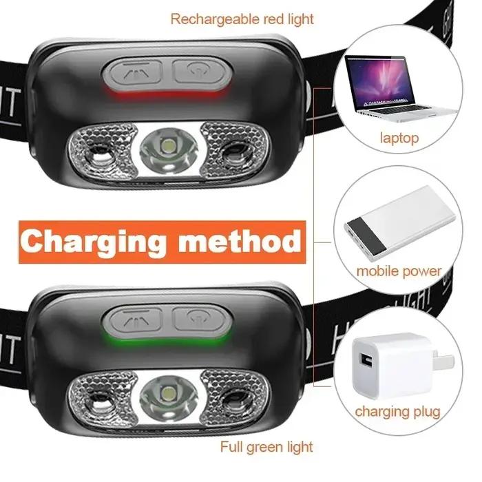 Mini lampe frontale forte lumière Led pêche de nuit puissante torche lampe frontale en plein air éta