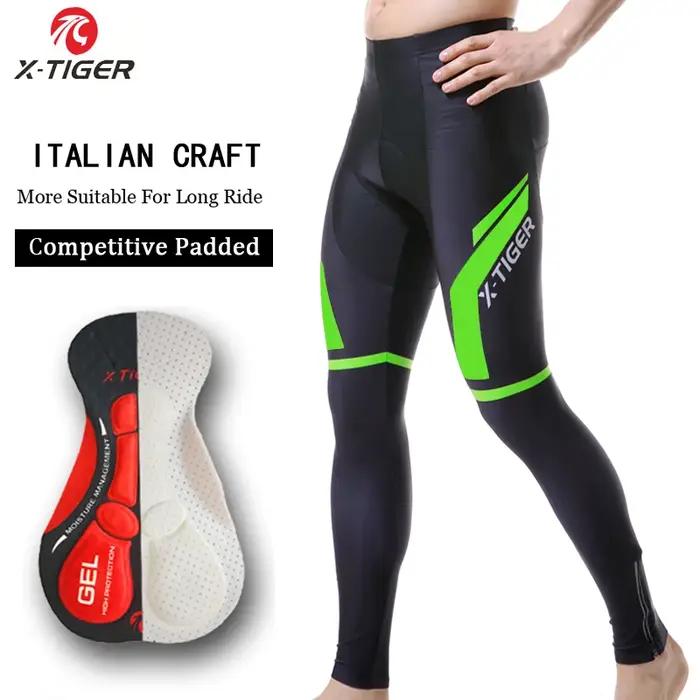 Pantalon de cyclisme X-Tiger pour homme, respirant, pour VTT, avec bretelles, rembourrage en gel 5D,