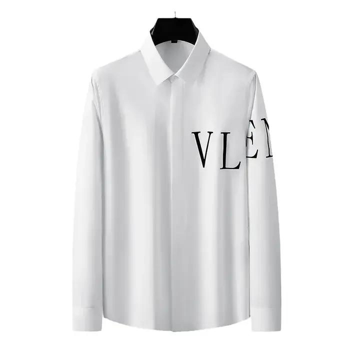 Chemises à manches longues floquées pour hommes avec lettre de marque, coupe couvertes, robe d'affaires décontractée, haute qualité, fête sociale, banquet, Y-2024
