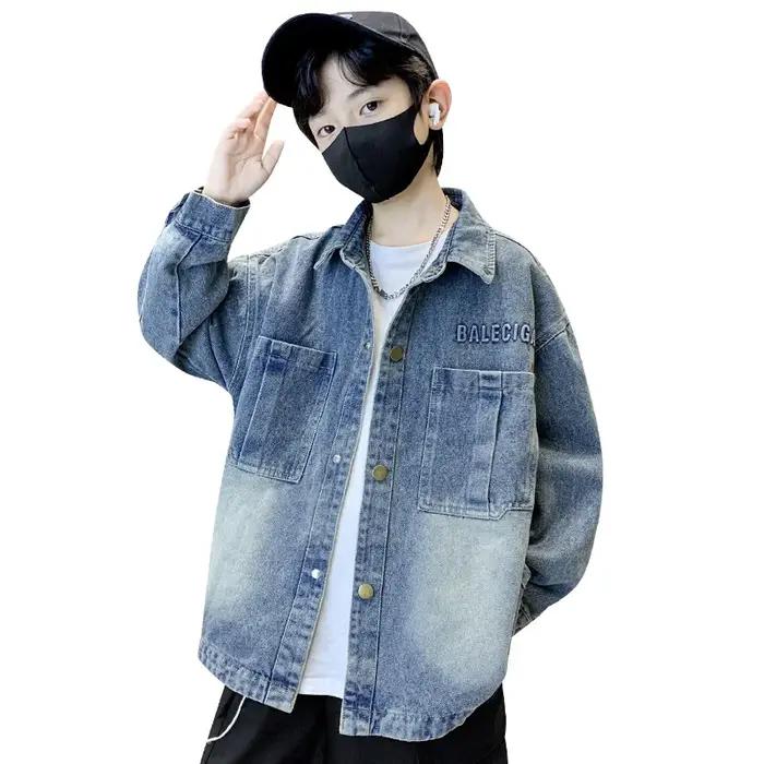 Veste en jean rétro y2k pour enfants, vestes décontractées pour garçons, vêtements d'automne élégants, manteau de luxe pour enfants occasions spéciales