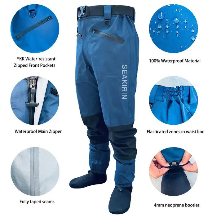 Pantalon de pêche à la mouche pour homme, 4 plis, respirant, bleu, imperméable, bas botte, extérieur