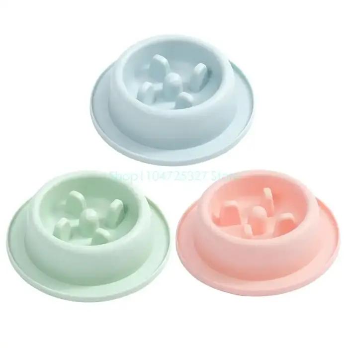 Chien lent bol d'alimentation sans glissement amusant Forme en plastique Place Round Plat Bloe Arrêtez les bols pour animaux