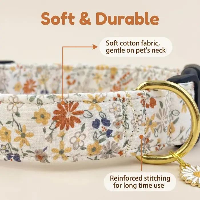 Collier en coton floral pour chien et chat confortable et élégant pour promenades et événements spéciaux
