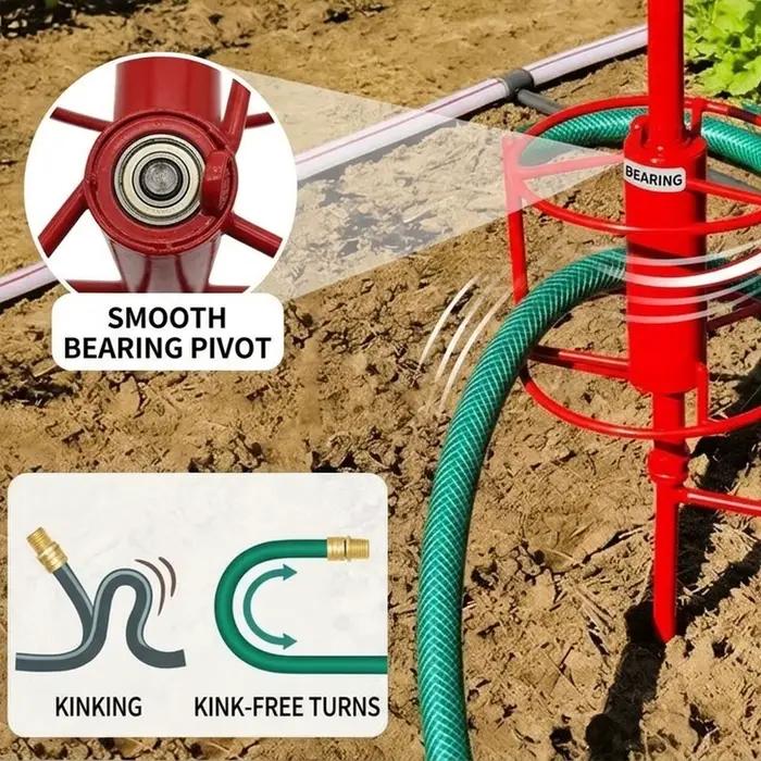 Support d'angle pour tuyau d'arrosage avec rouleau anti-torsions et nœuds