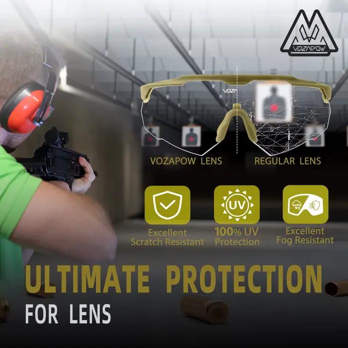 Lunettes de tir professionnelles Vozapow UV400 ANSI Z87.1 pour airsoft et chasse anti-buée