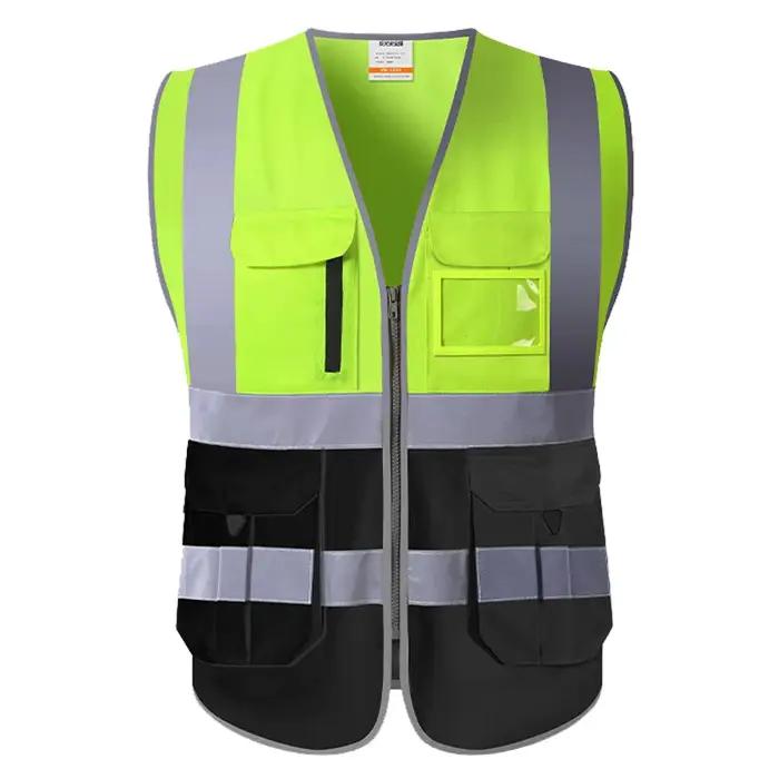 Gilet de Travail en Polyester Tricoté Sécurité Haute Visibilité Occasions Spéciales Jaune Rouge Or Orange
