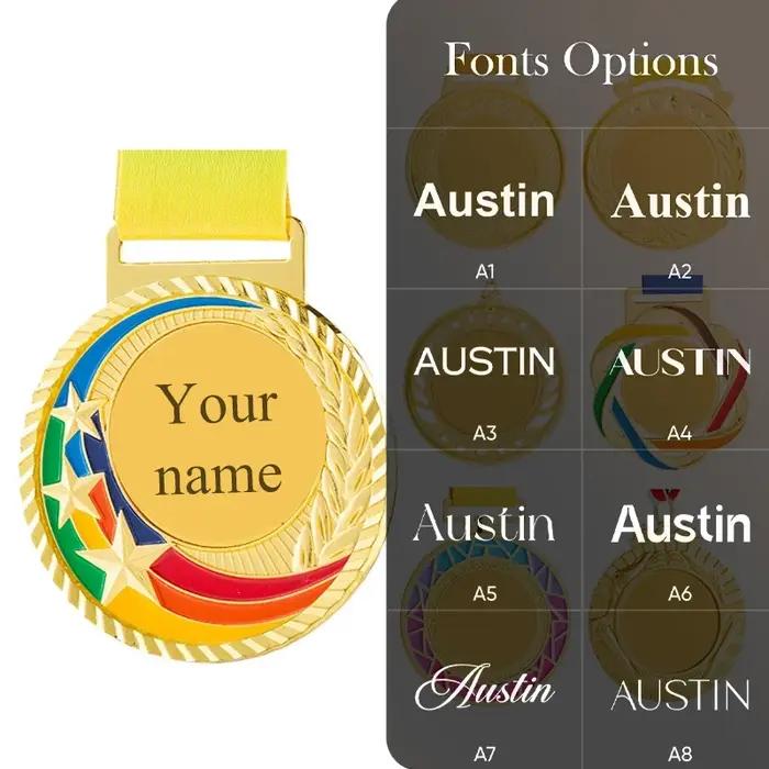 Médailles de couleur personnalisables avec logo gratuit et ruban coloré pour célébrer vos succès scolaires et sportifs occasions spéciales à offrir