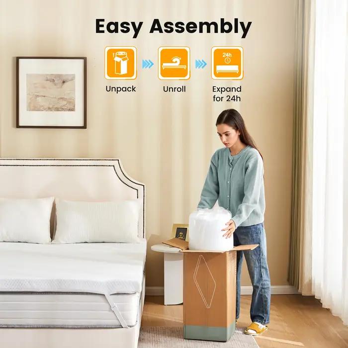 Surmatelas MCQ de 3 pouces avec housse amovible douce, mousse à mémoire de forme épaisse infusée de
