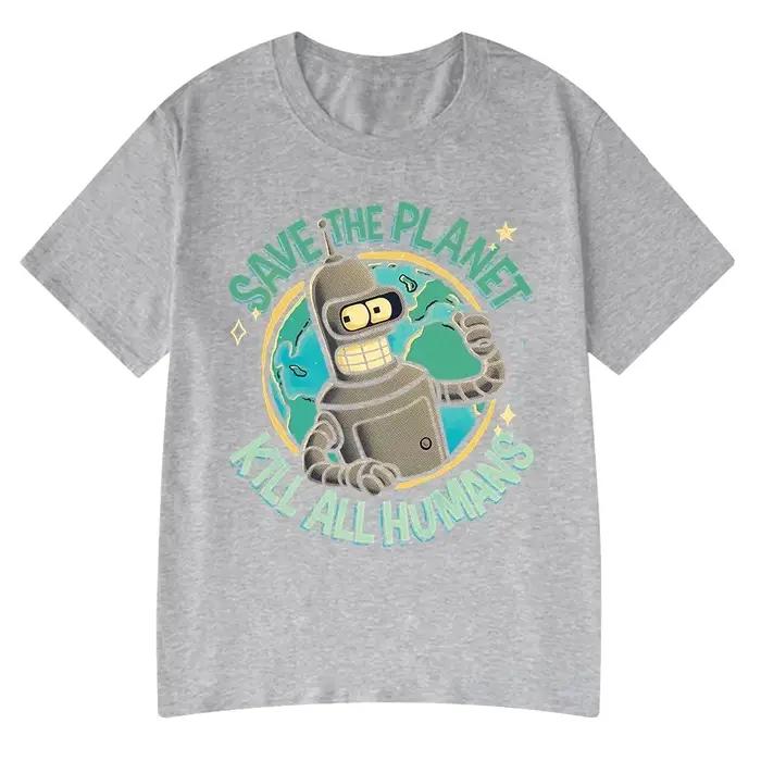 Drôle sauver la planète tuer tous les humains Robot impression graphique T-shirt femmes mode été à m