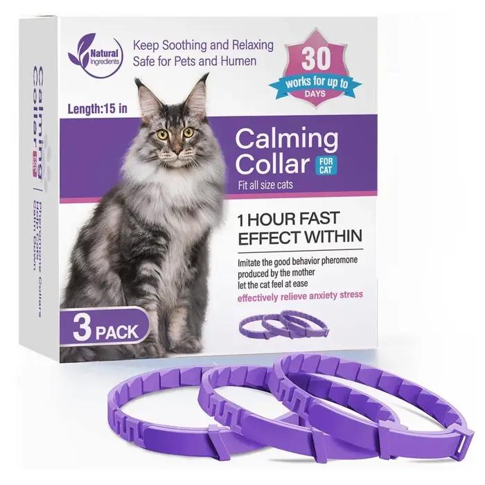 Lot de 3 chats et chiens pour animaux de compagnie, soulage les puces calmantes pour chiens et chats